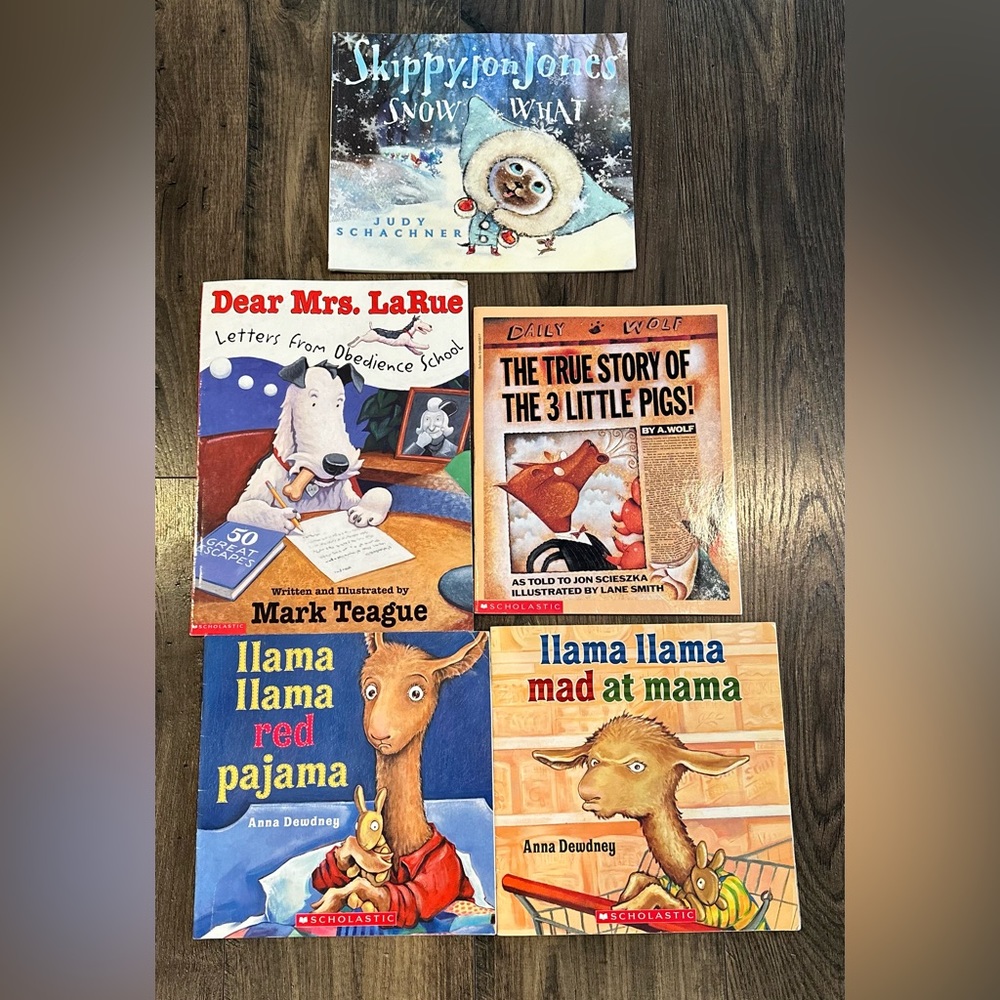 Kids Scholastic Book Lot, 5 Picture Books, Llama Llama, Skippy Jones, Mrs. LaRue